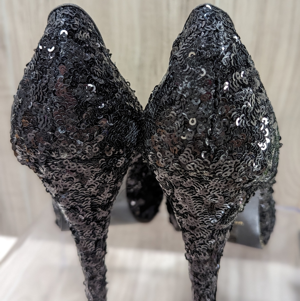 Forever 21 Black Sequin~Stiletto Heels - Picture 7 of 12